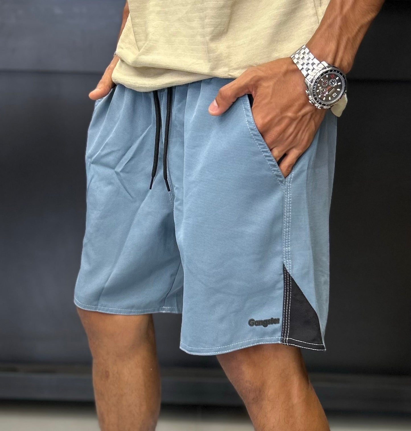 Shorts gangster microfibra azul
