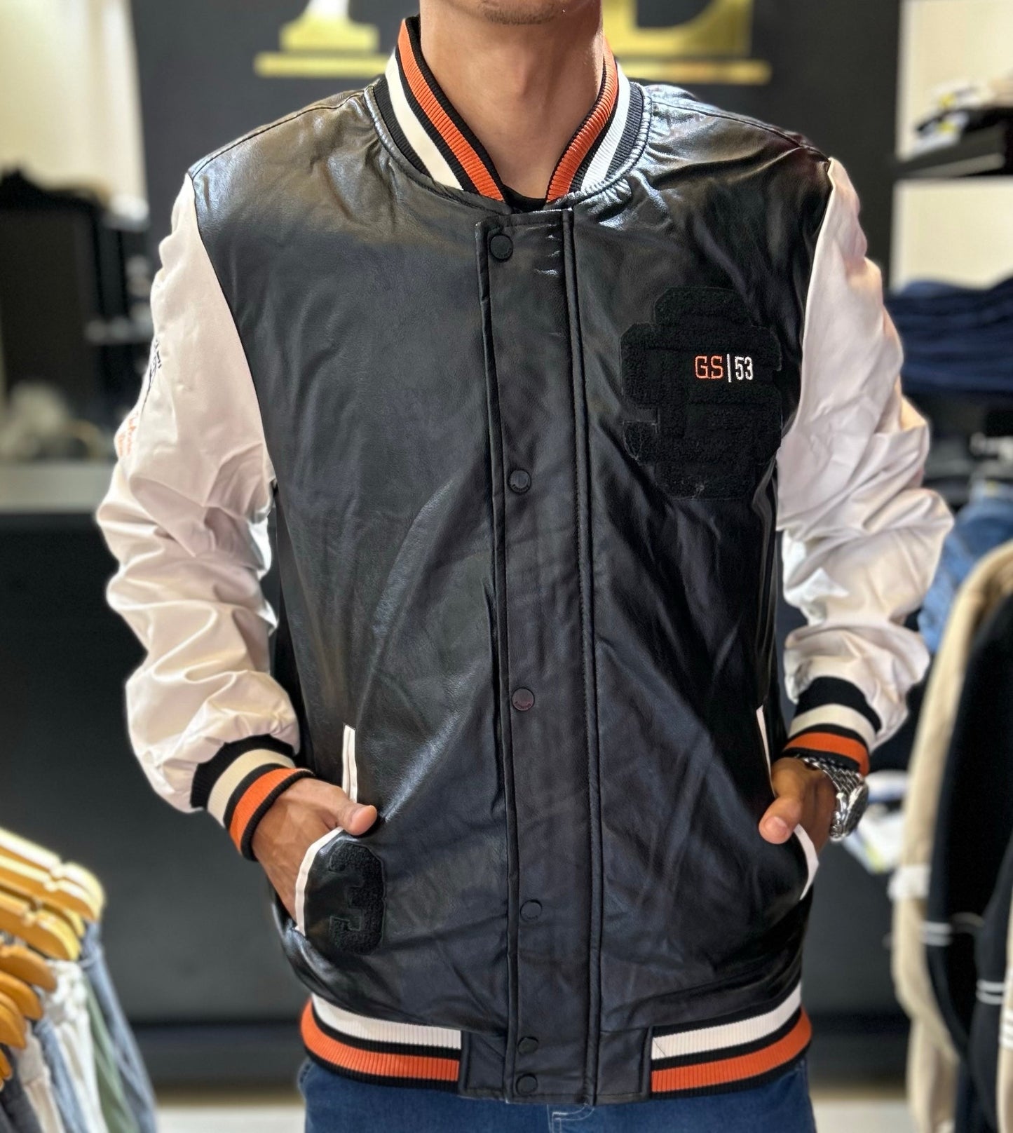 Jaqueta couro Gangster Preta