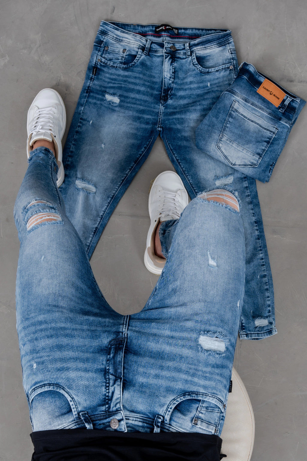 Calça Skinny Destroyed Escura