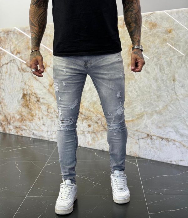 Calça City Denim cinza detalhada