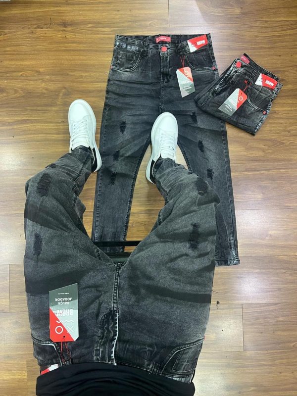 Calça jogador Brow Jeans grafite rasgada
