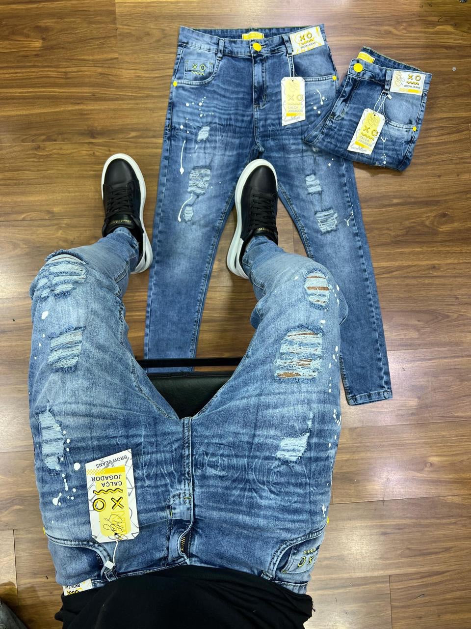 Calça Brow jeans jeans rasgada