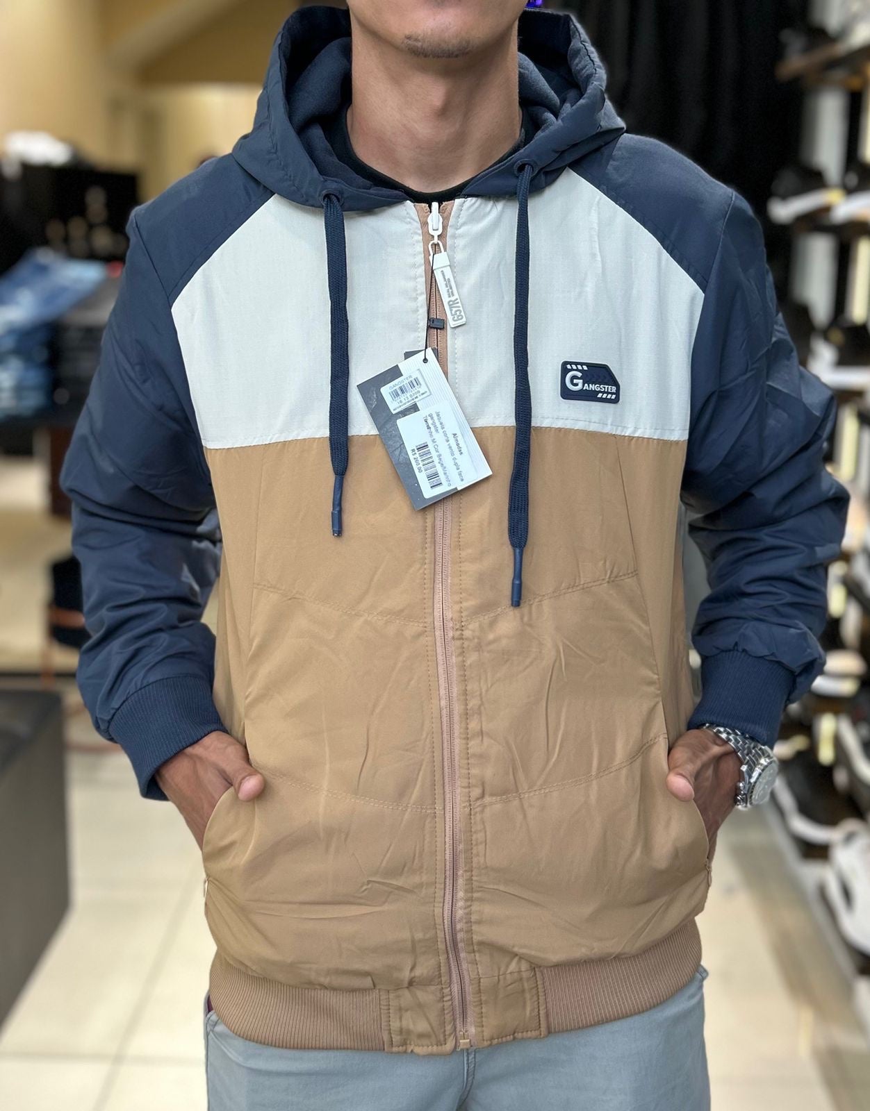 Jaqueta corta vento dupla face gangster