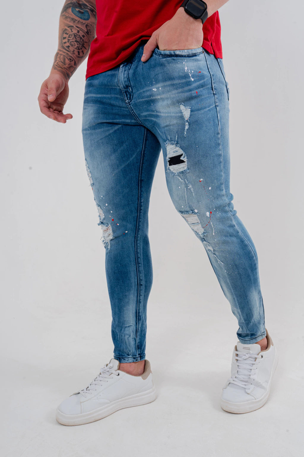 Calça Skinny Destroyed C/Patch