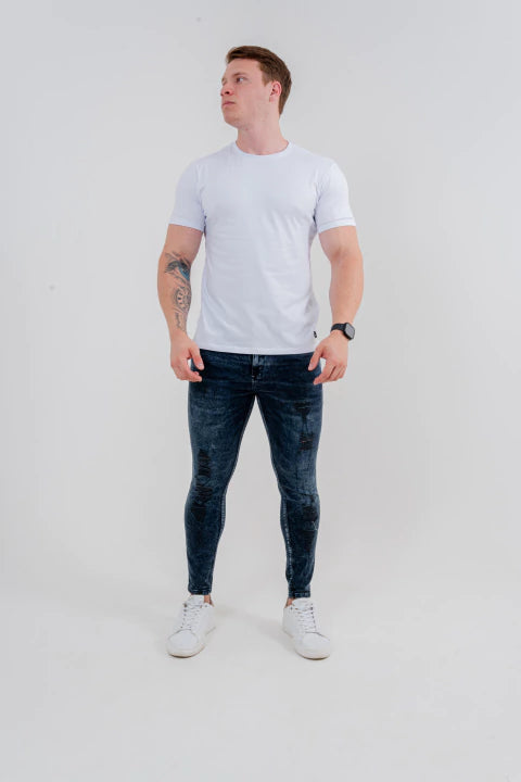 Calça Skinny Destroyed Escura