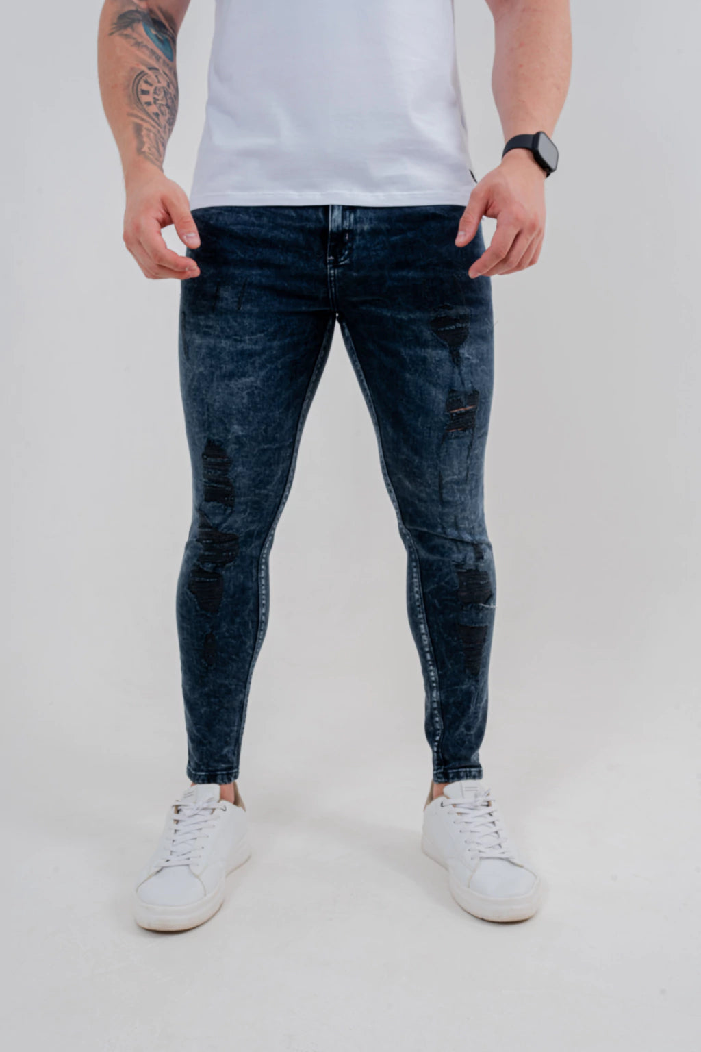 Calça Skinny Destroyed Escura