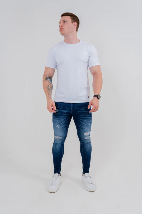 Calça Skinny Destroyed Escura