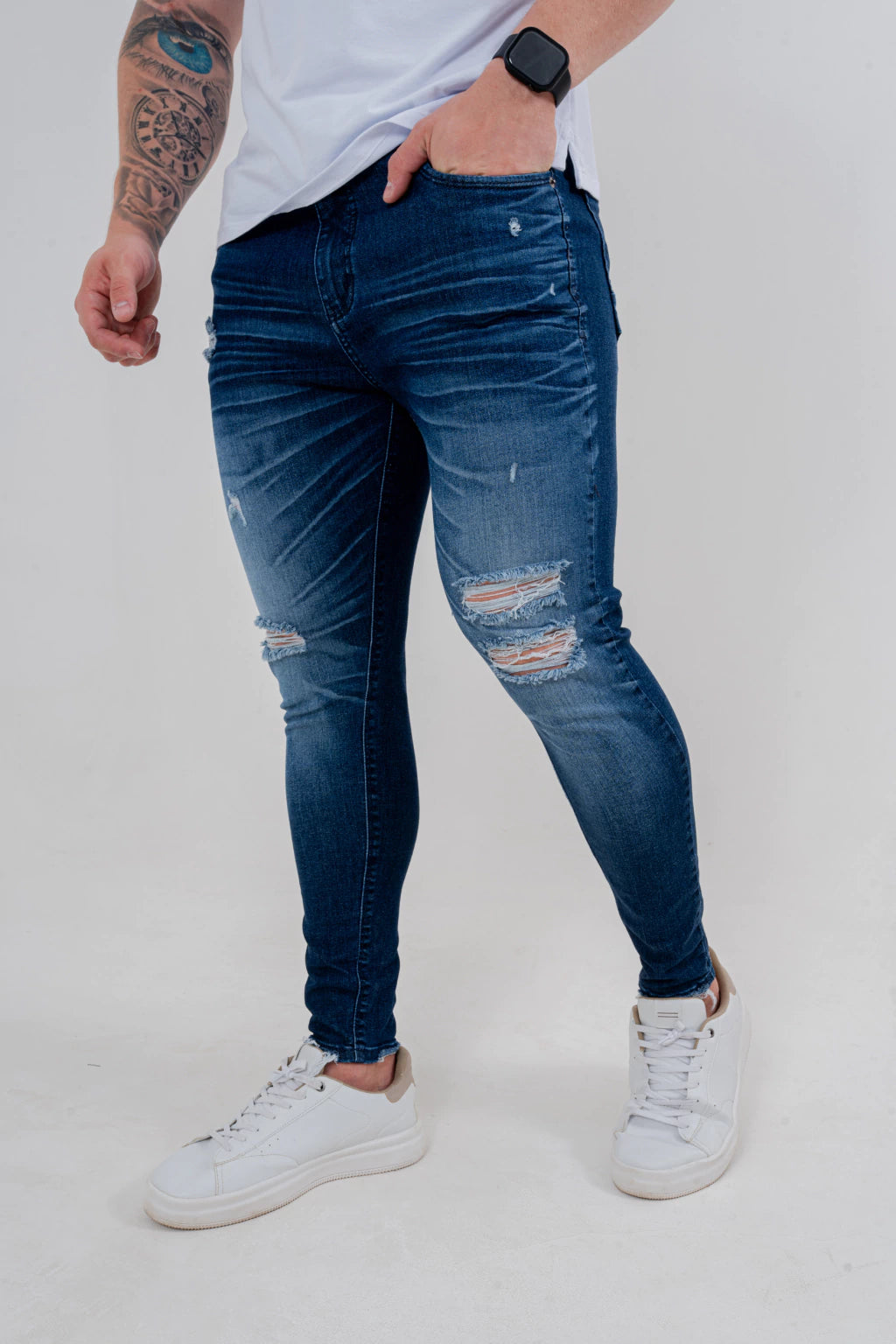 Calça Skinny Destroyed Escura