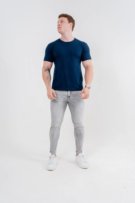 Calça Skinny Destroyed Cinza