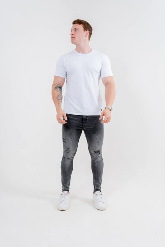 Calça Skinny Destroyed Marmorizada