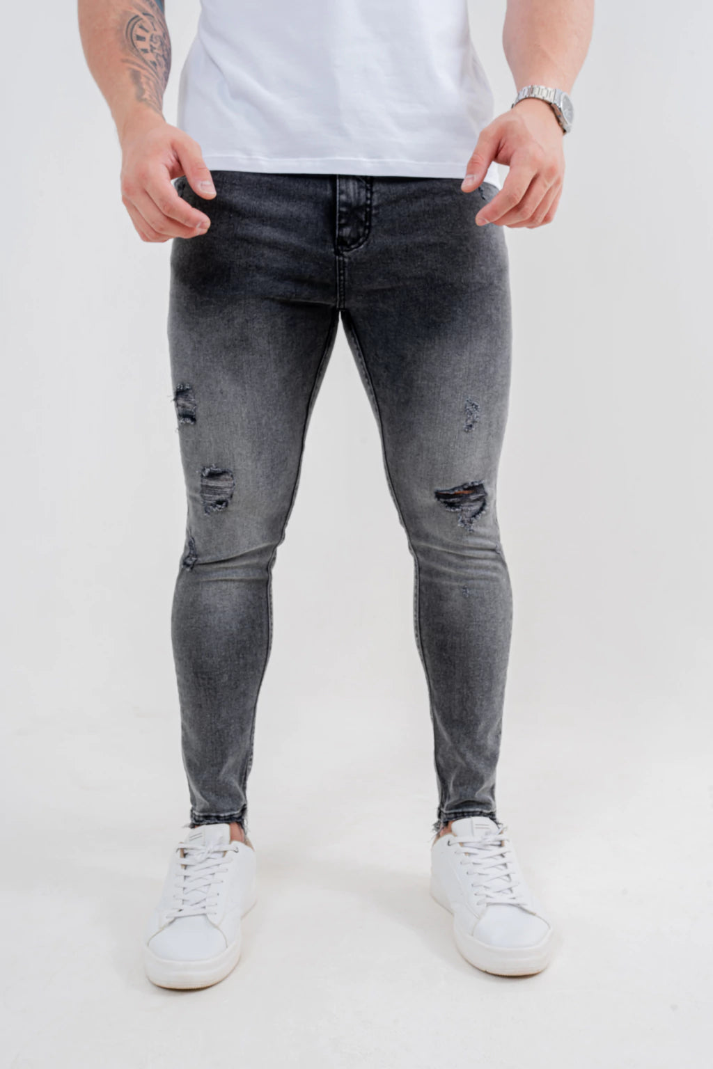 Calça Skinny Destroyed Marmorizada