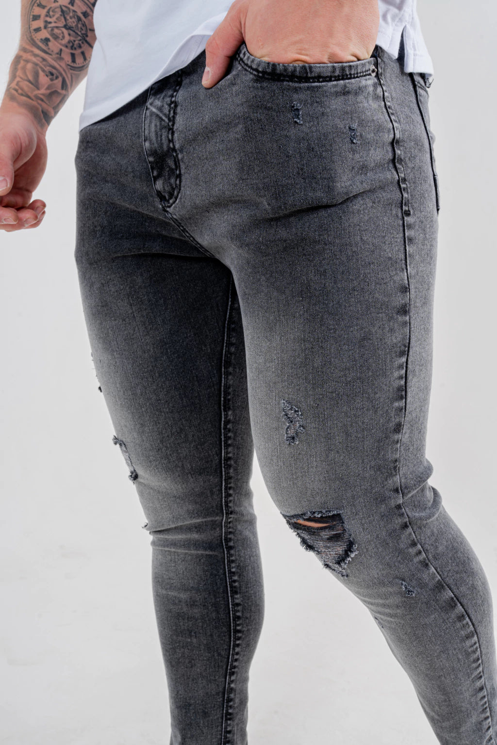 Calça Skinny Destroyed Marmorizada