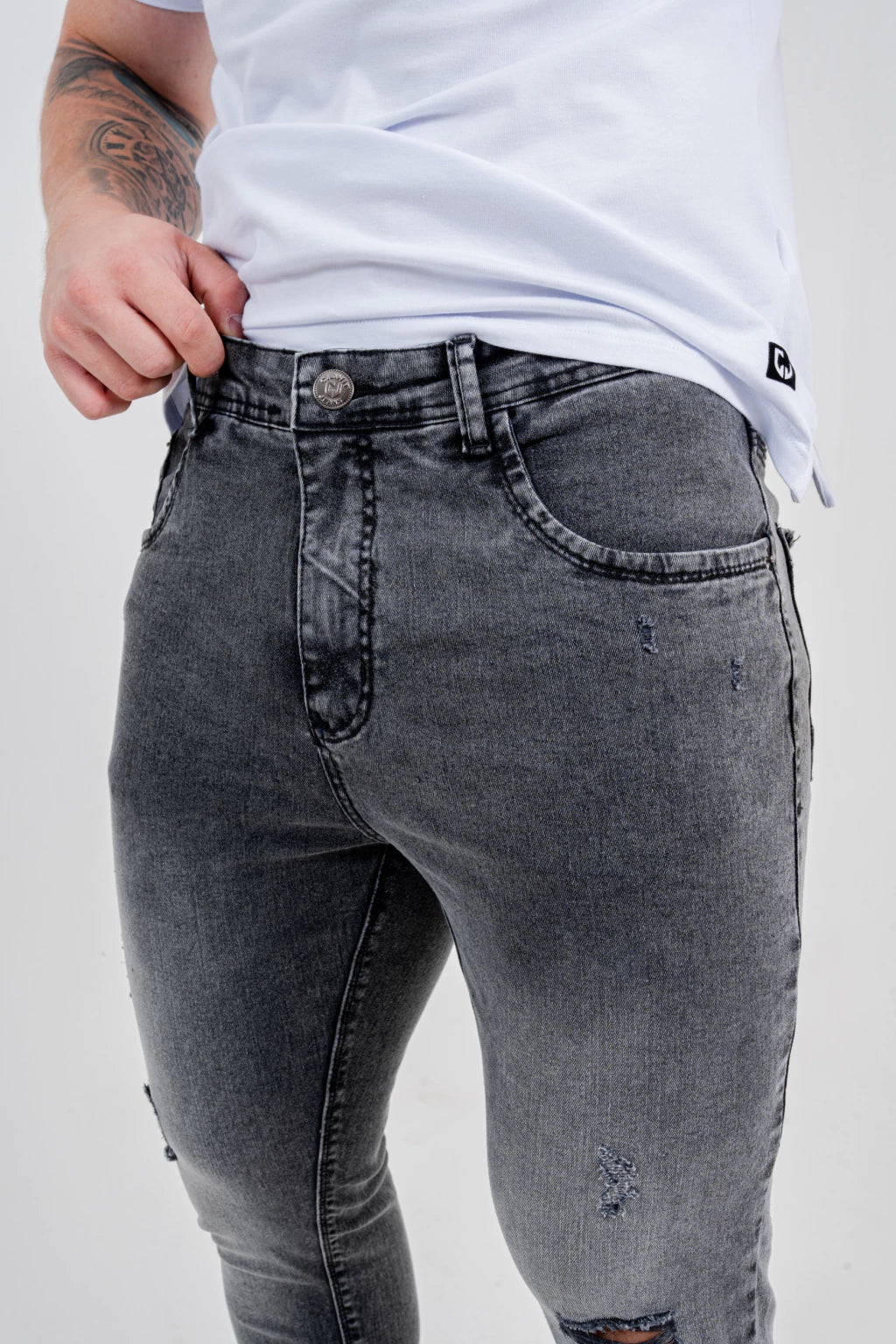 Calça Skinny Destroyed Marmorizada