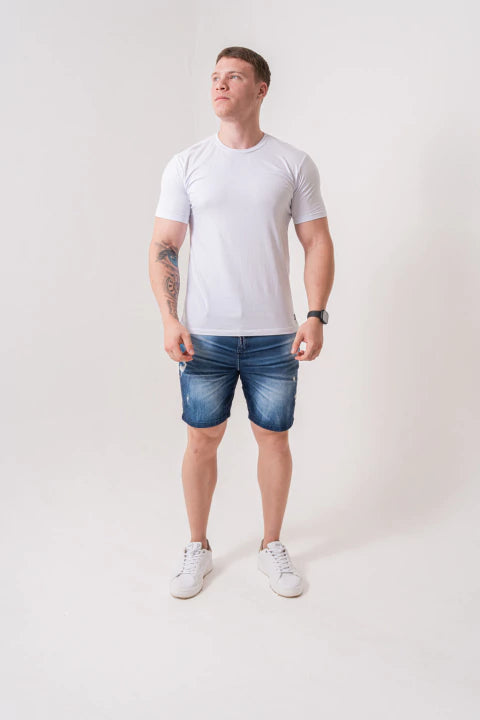 Bermuda Skinny Destroyed Escura