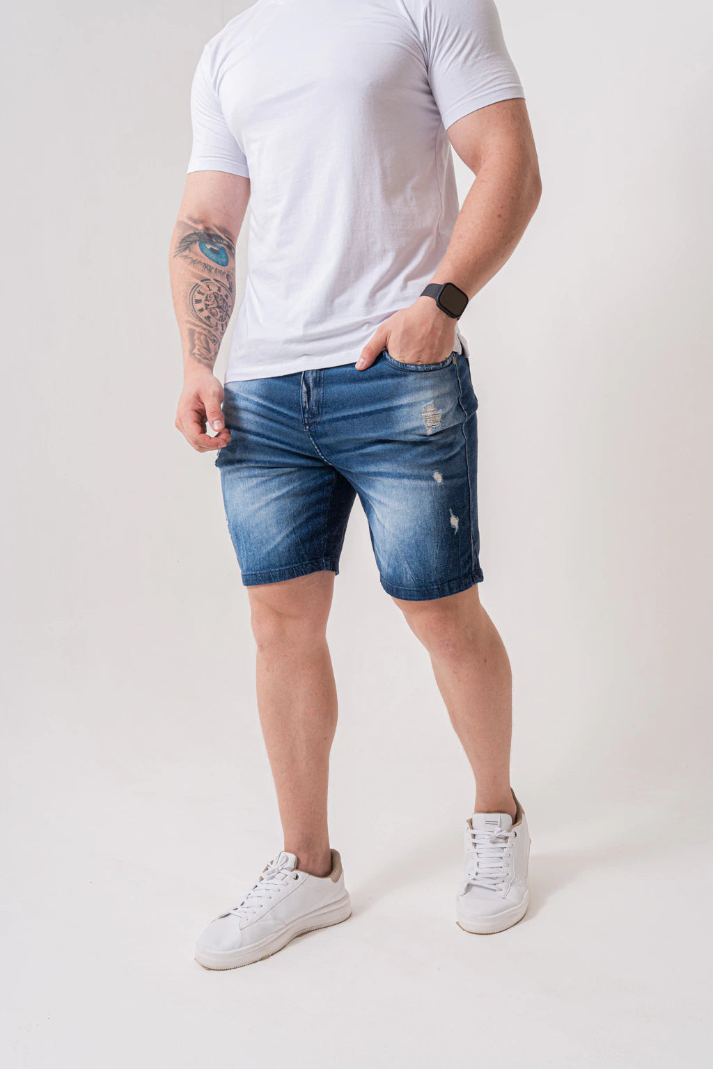 Bermuda Skinny Destroyed Escura