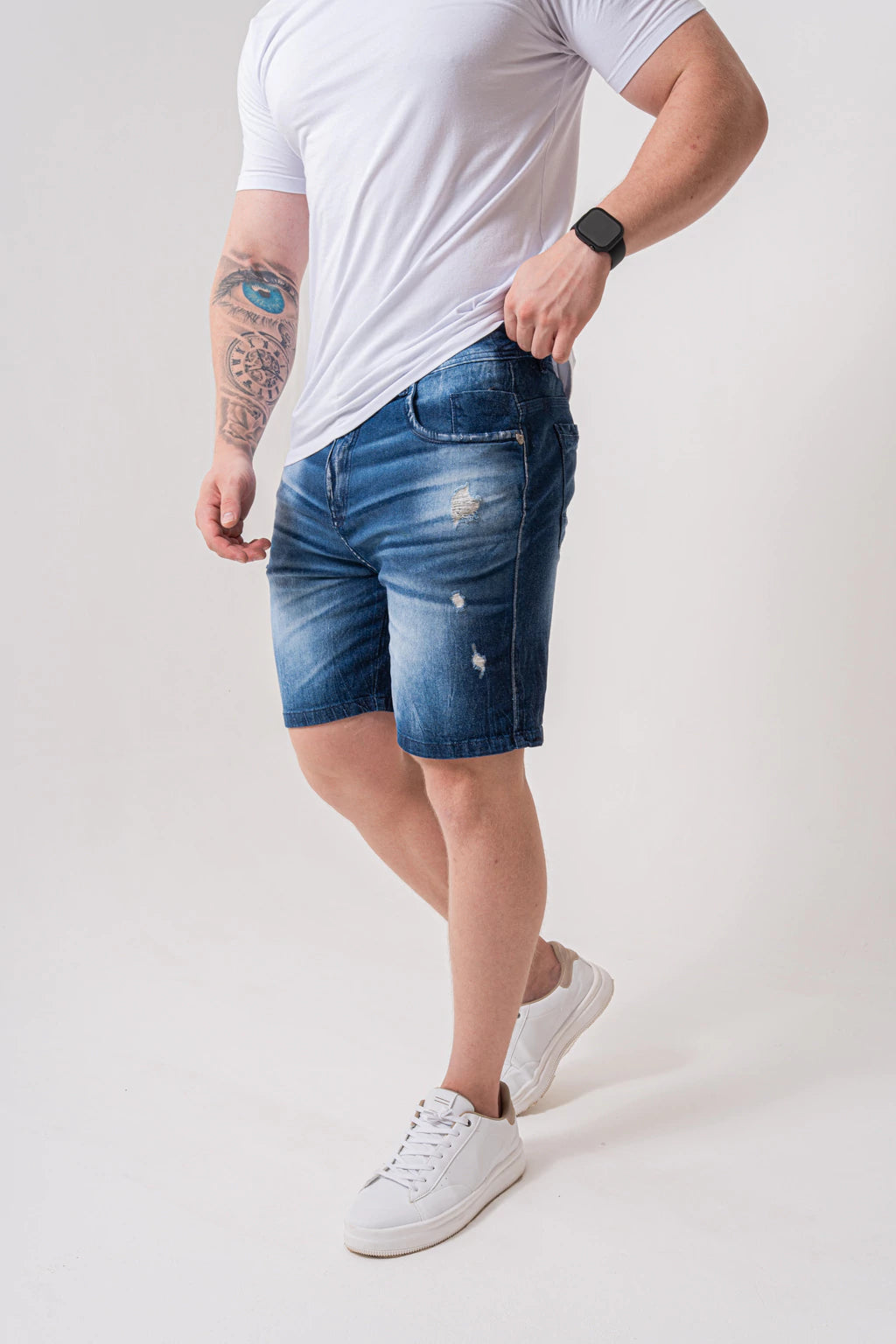 Bermuda Skinny Destroyed Escura