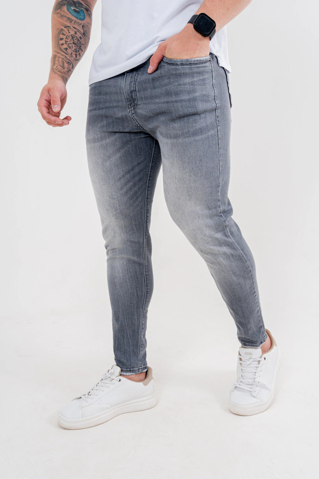 Calça Jeans Skinny Básica Cinza