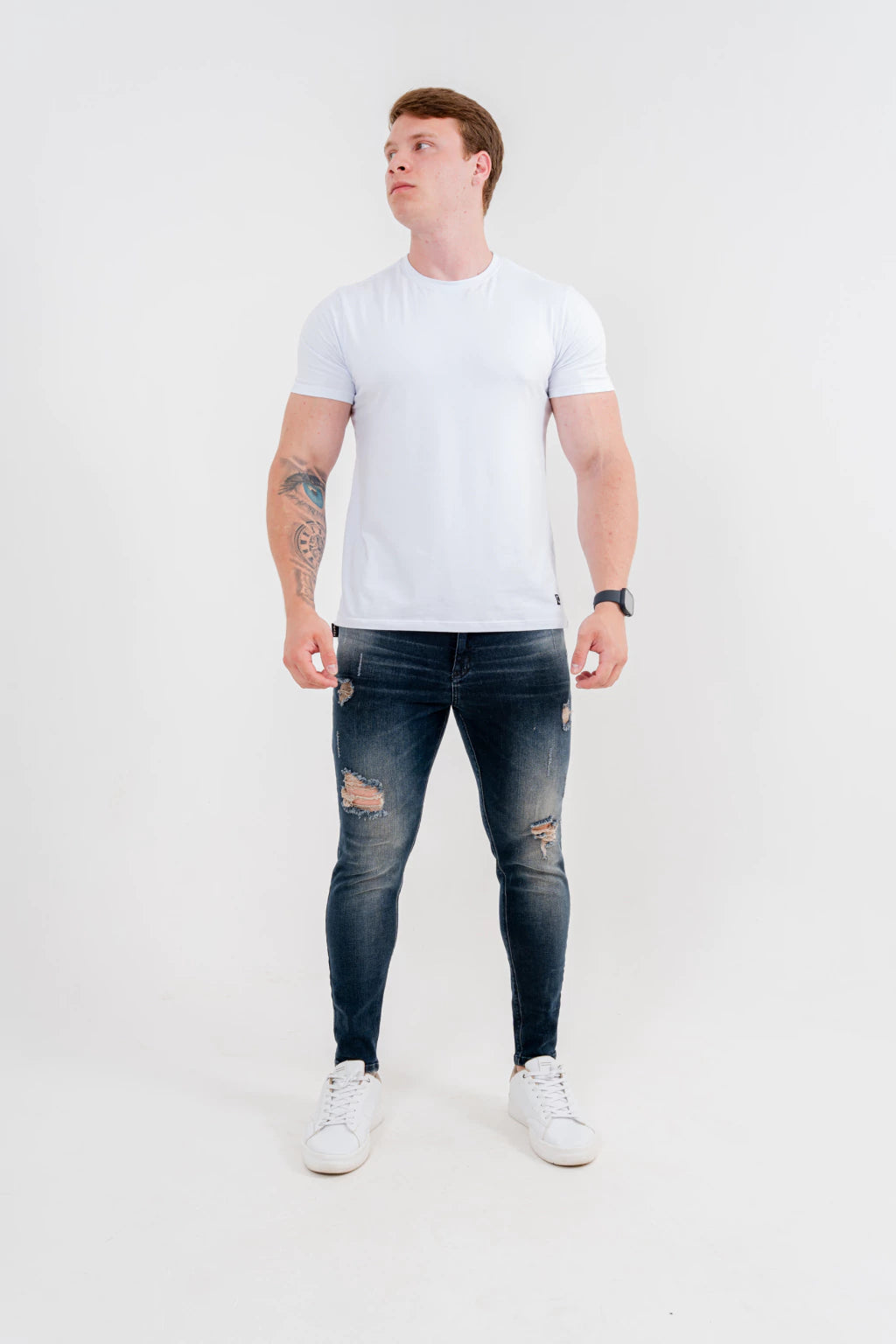 Calça Skinny Destroyed Escura