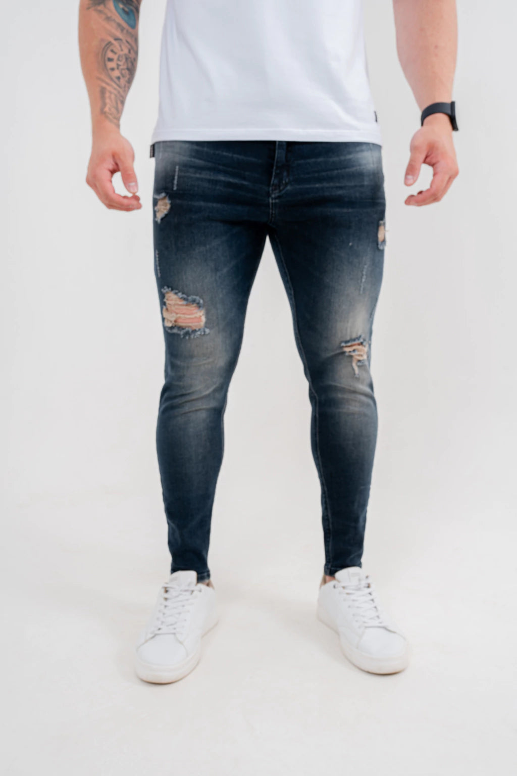 Calça Skinny Destroyed Escura