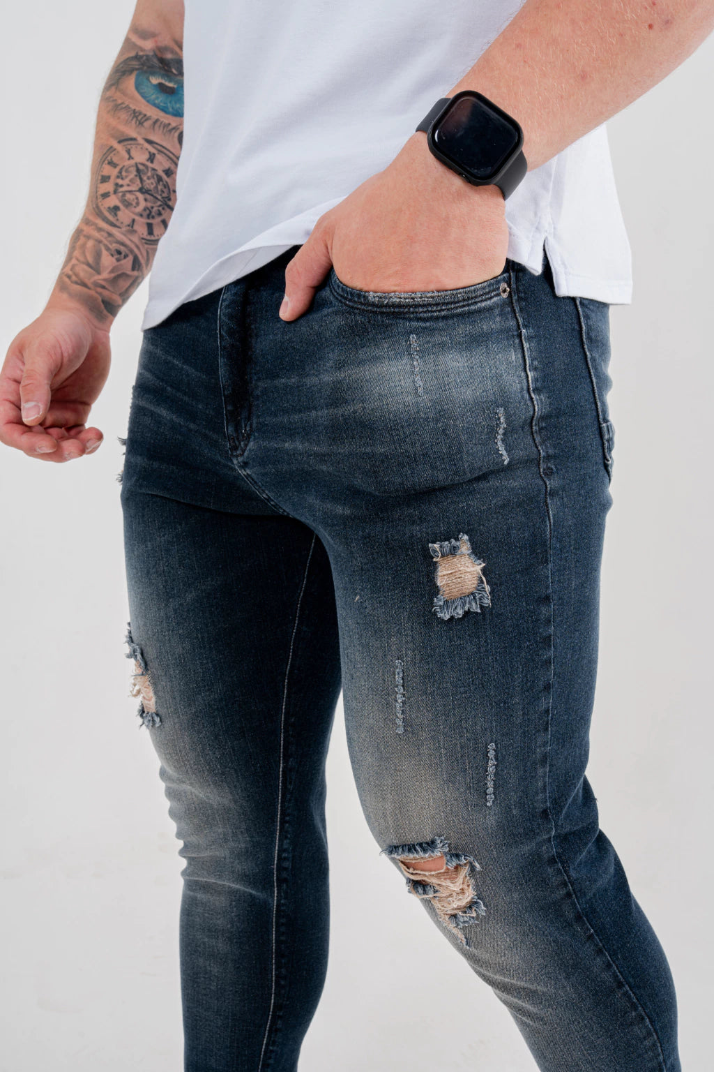 Calça Skinny Destroyed Escura