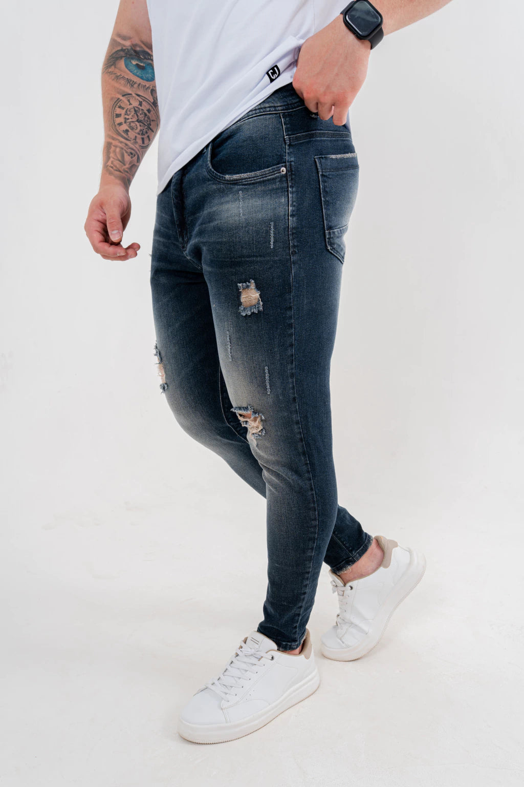 Calça Skinny Destroyed Escura