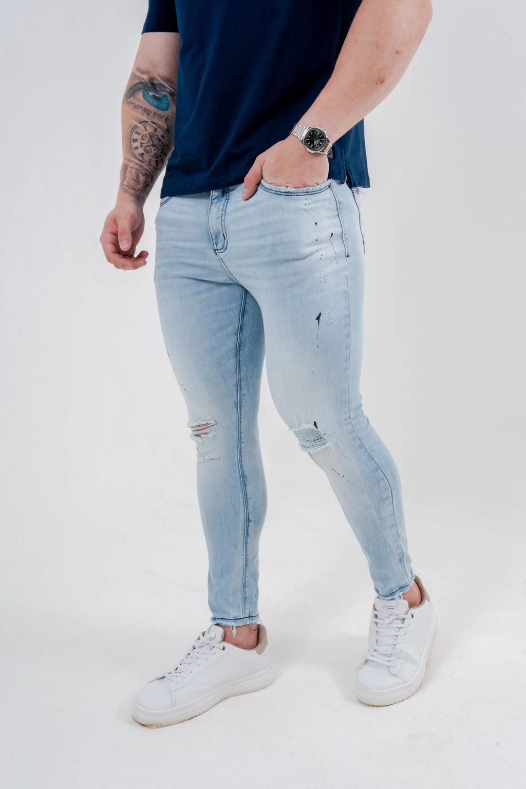 Calça Skinny Destroyed C/Pigmento