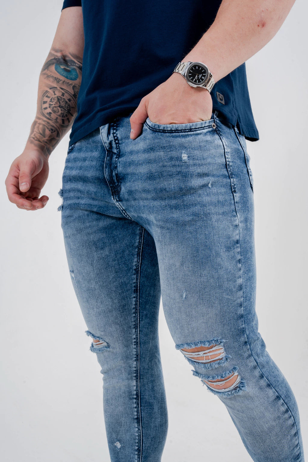 Calça Skinny Destroyed Escura