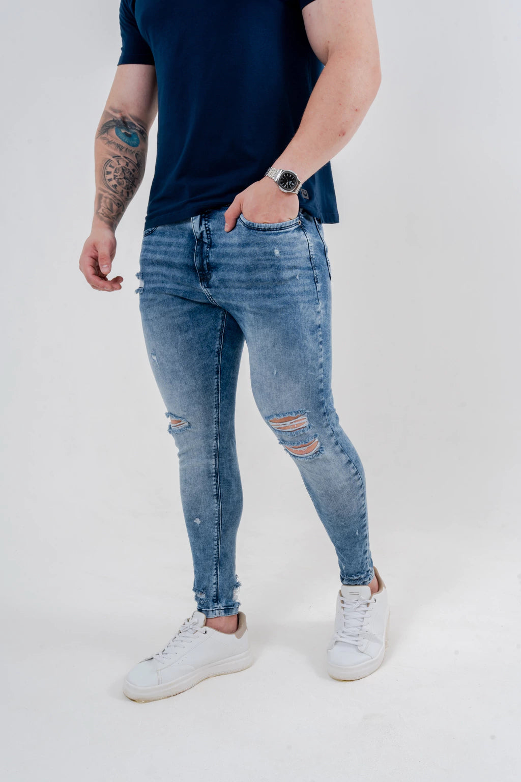 Calça Skinny Destroyed Escura