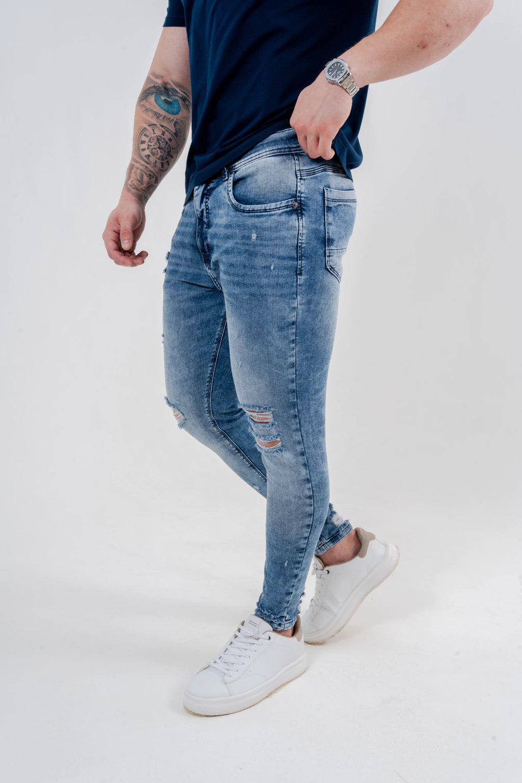 Calça Skinny Destroyed Escura