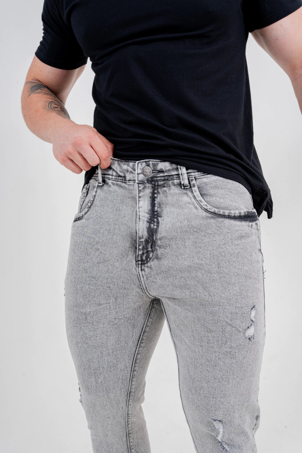 Calça Skinny Marmorizada Destroyed