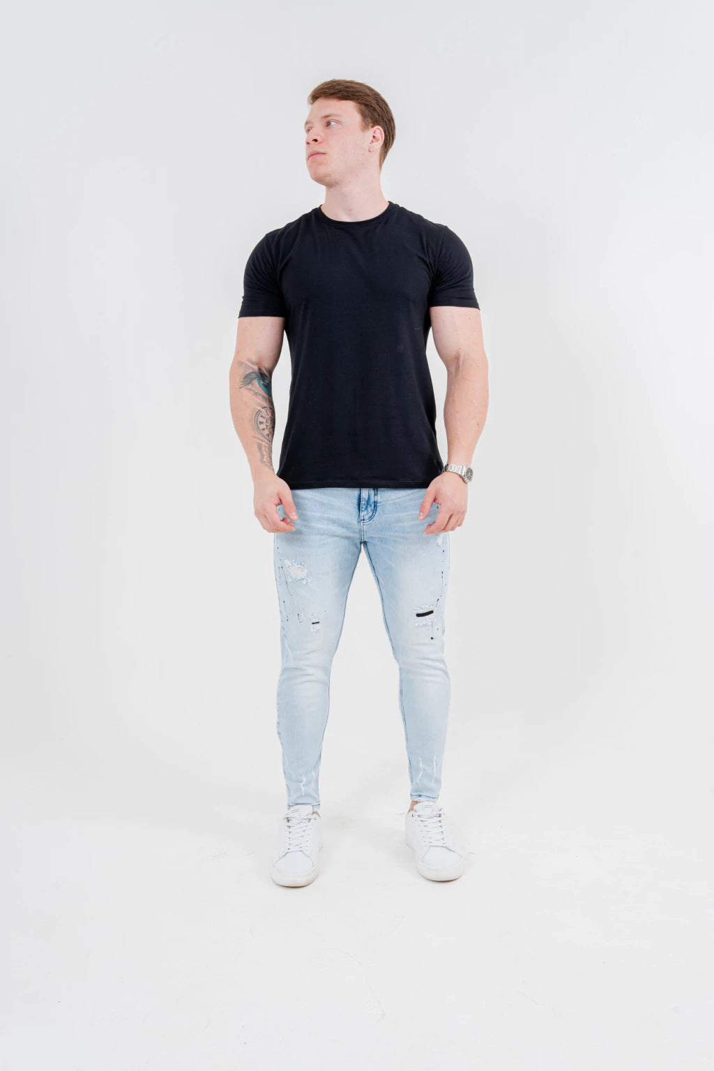 Calça Skinny Destroyed C/Pig Preto