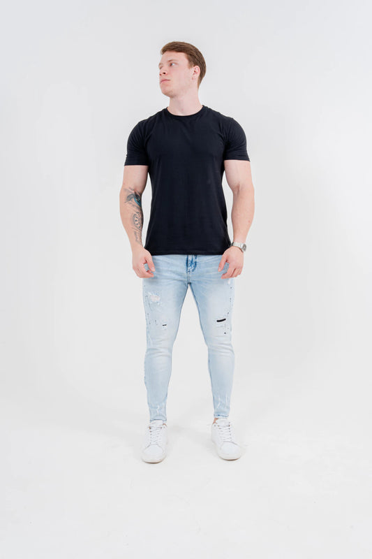 Calça Skinny Destroyed C/Pig Preto