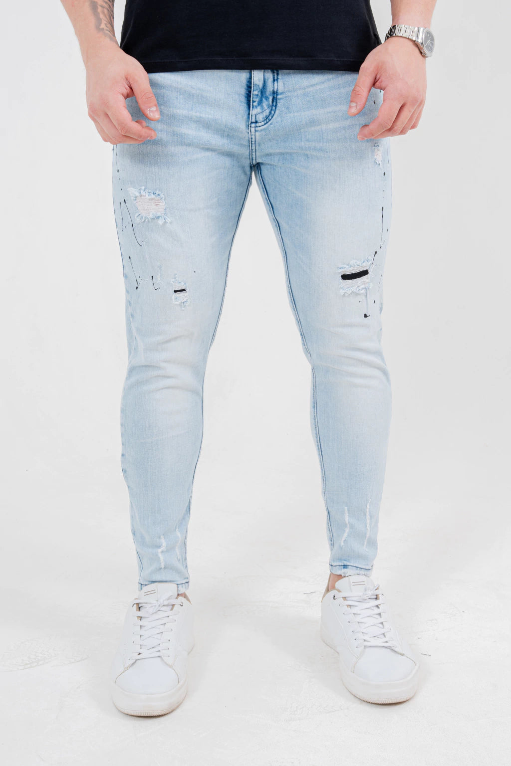 Calça Skinny Destroyed C/Pig Preto