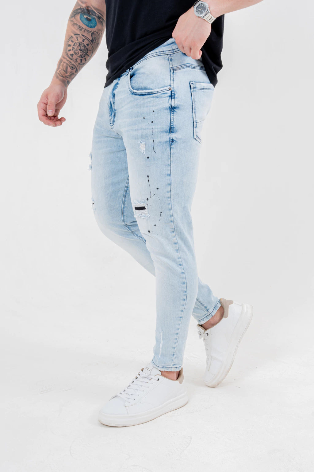 Calça Skinny Destroyed C/Pig Preto