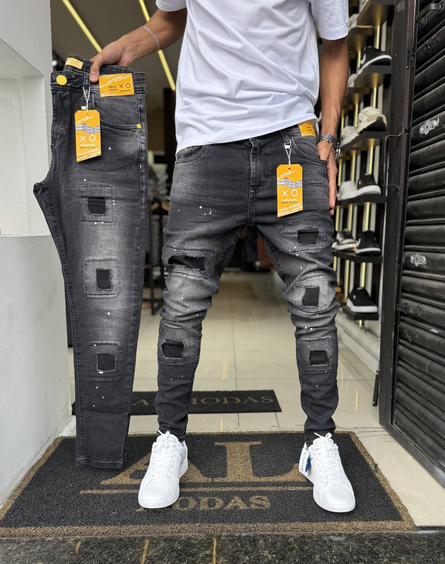 Calça Brow jeans grafite escura