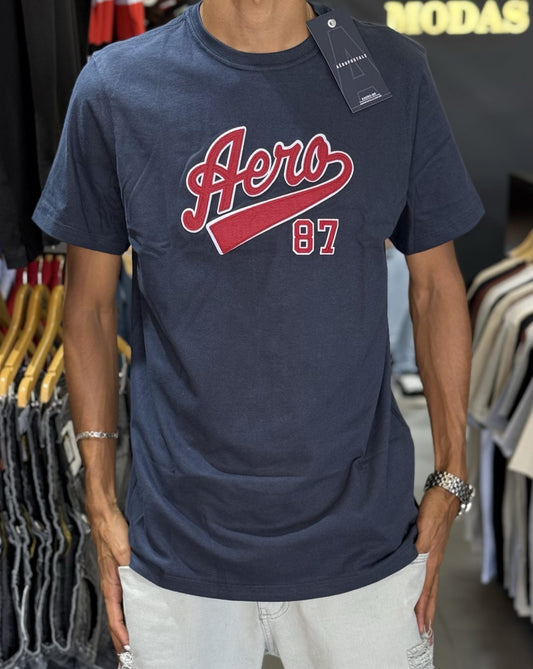 Camiseta Aero bordada Marinho