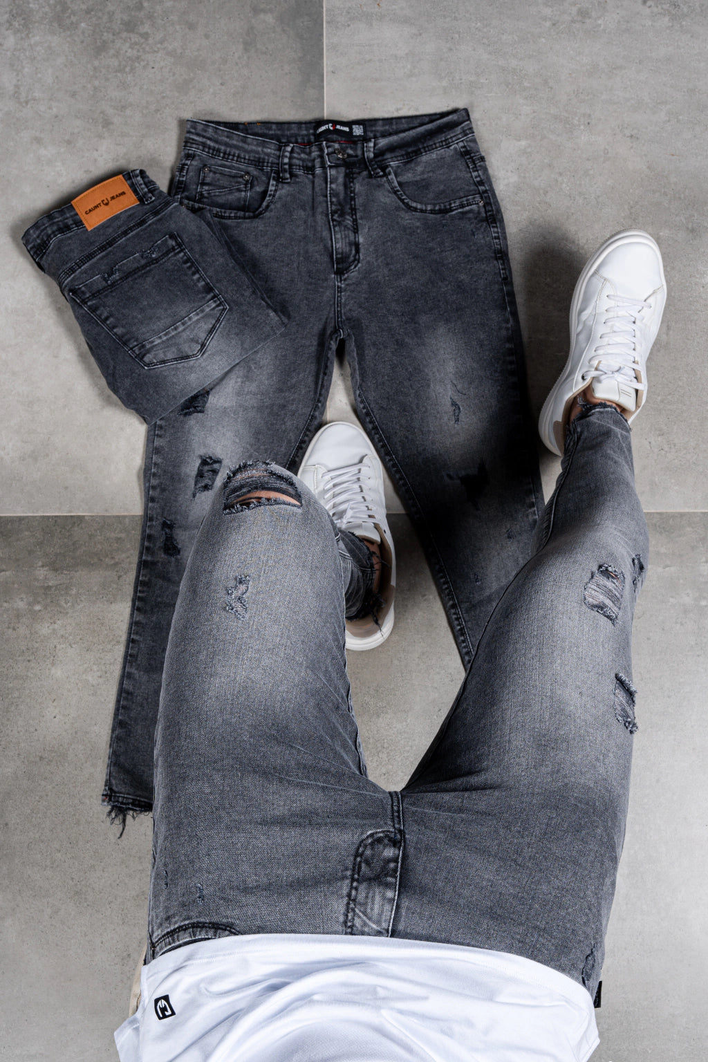 Calça Skinny Destroyed Marmorizada