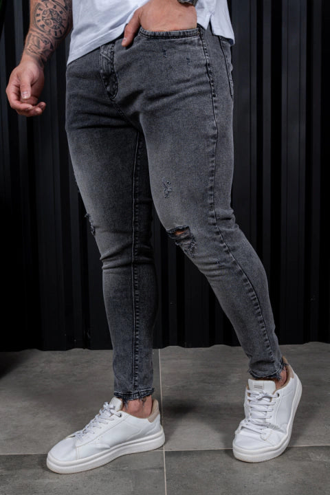 Calça Skinny Destroyed Marmorizada