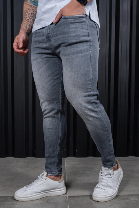 Calça Jeans Skinny Básica Cinza